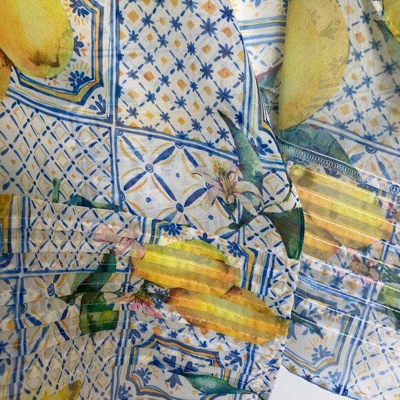 Orange Fashion Village Sheer 100% Polyester Jacket with Lemons - Picture 4 of 6